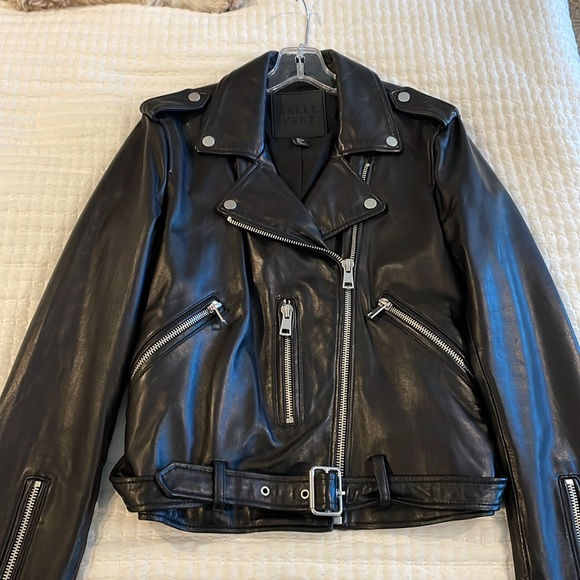 Belle Vere Leather Moto Jacket Size L - Picture 12 of 16